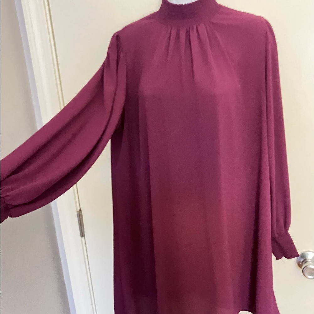 Modest Purple Long Sleeve Whimsigoth Mock Turtle Tunic Dress Size XL